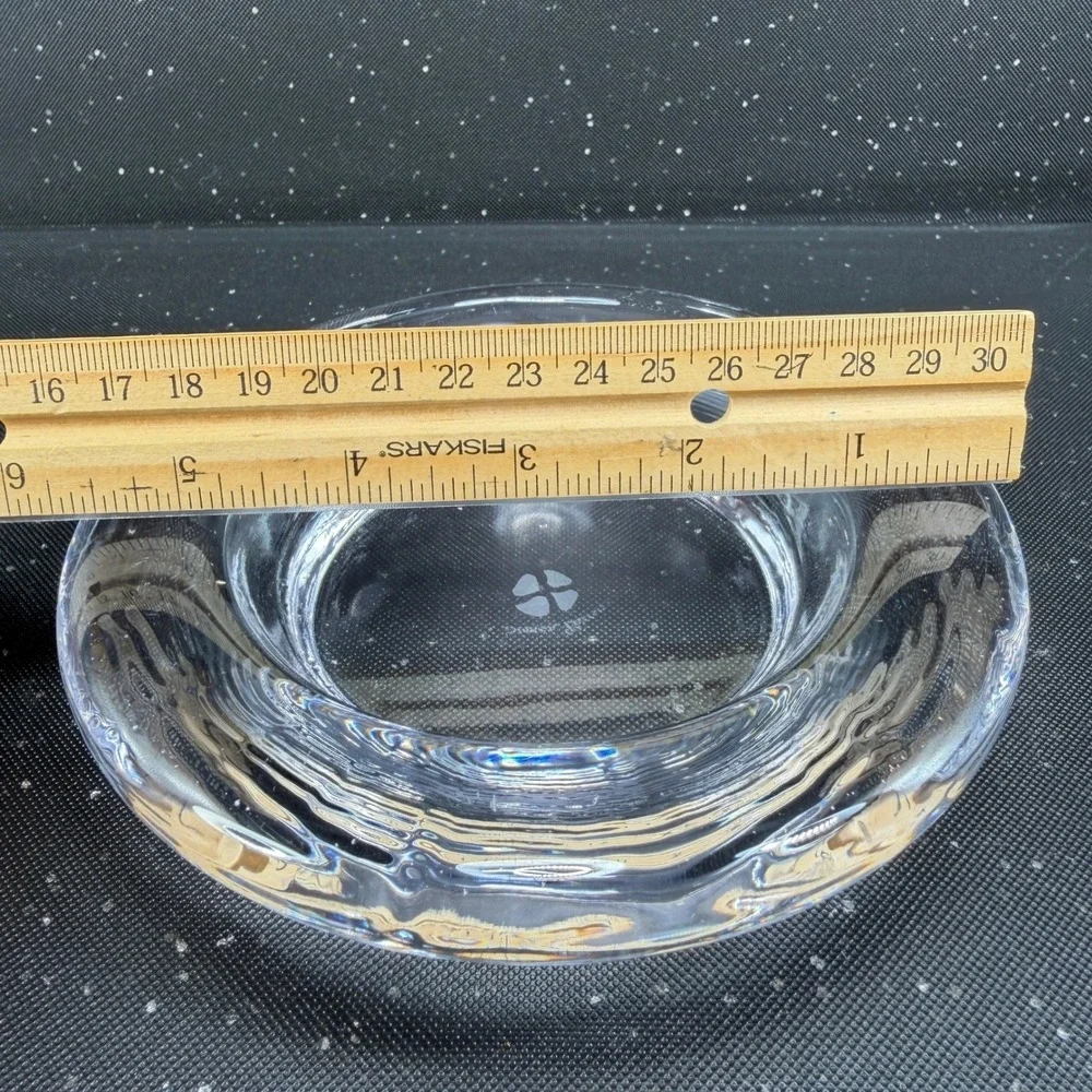 Simon Pearce Clear Glass Wine Bottle Coaster Votive Dish Bowl Thick Heavy Glass